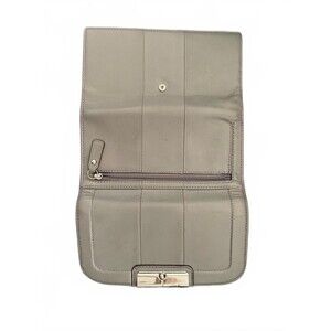 Coach Gray Leather Trifold Wallet with Silver Hardware KRISTEN w COA